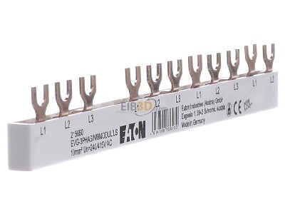 View on the left Eaton EVG-3PHAS/N/8MODULLS Phase busbar 3-p 10mm 210mm 
