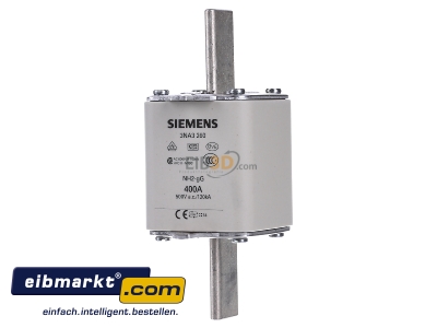 Front view Siemens Indus.Sector 3NA3260 Low Voltage HRC fuse NH2 400A

