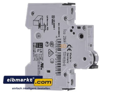 View on the left Siemens Indus.Sector 5SY4116-8 Miniature circuit breaker 1-p D16A
