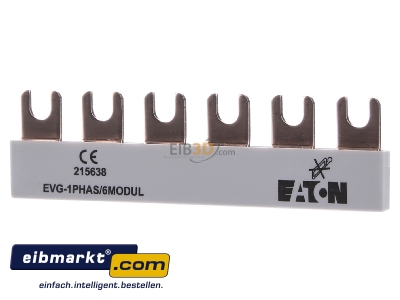 Front view Eaton (Installation) EVG-1PHAS/6MODUL Phase busbar 1-p 10mm² 106,8mm

