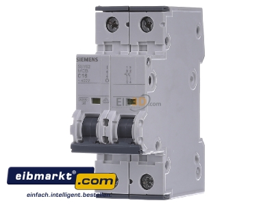 Front view Siemens Indus.Sector 5SY6216-7 Miniature circuit breaker 2-p C16A
