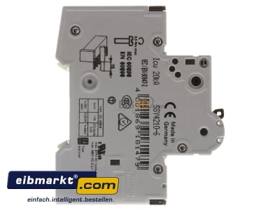 View on the left Miniature circuit breaker 2-p B10A 5SY4210-6 Siemens Indus.Sector 5SY4210-6
