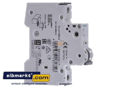 View on the left Siemens Indus.Sector 5SY4106-7 Miniature circuit breaker 1-p C6A 
