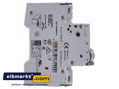 View on the left Siemens Indus.Sector 5SY4120-7 Miniature circuit breaker 1-p C20A
