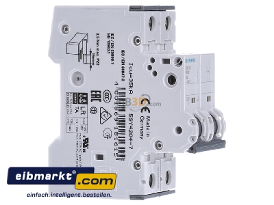 View on the left Siemens Indus.Sector 5SY4204-7 Miniature circuit breaker 2-p C4A

