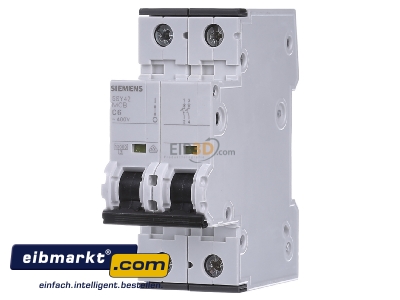 Front view Siemens Indus.Sector 5SY4206-7 Miniature circuit breaker 2-p C6A - 
