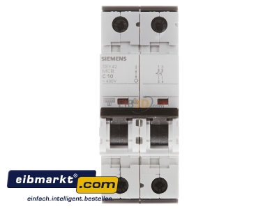 Front view Miniature circuit breaker 2-p C10A 5SY4210-7 Siemens Indus.Sector 5SY4210-7
