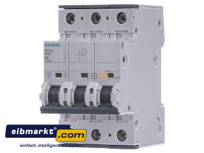 Front view Siemens Indus.Sector 5SY4306-7 Miniature circuit breaker 3-p C6A
