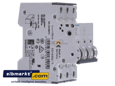 View on the left Siemens Indus.Sector 5SY4306-7 Miniature circuit breaker 3-p C6A
