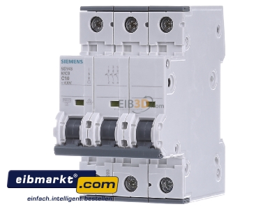 Front view Siemens Indus.Sector 5SY4310-7 Miniature circuit breaker 3-p C10A 

