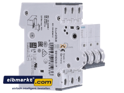 View on the left Siemens Indus.Sector 5SY4310-7 Miniature circuit breaker 3-p C10A 
