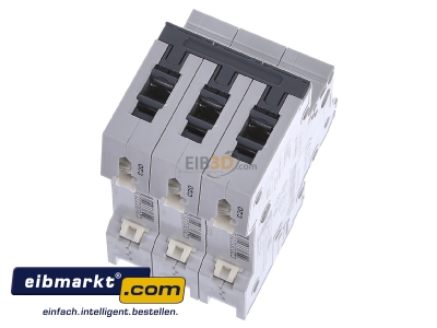 Top rear view Siemens Miniature circuit breaker 3-p C20A 5SY4320-7

