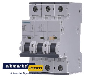 Front view Siemens Indus.Sector 5SY4325-7 Miniature circuit breaker 3-p C25A

