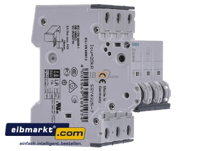 View on the left Siemens Indus.Sector 5SY4325-7 Miniature circuit breaker 3-p C25A
