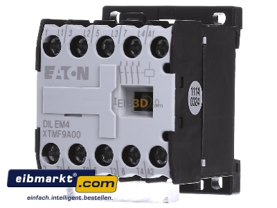 Front view Eaton (Moeller) DILEM4(230V50/60HZ) Magnet contactor 8,8A 230VAC
