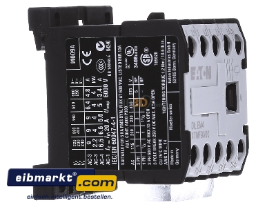 View on the left Eaton (Moeller) DILEM4(230V50/60HZ) Magnet contactor 8,8A 230VAC
