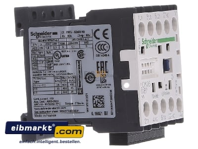 View on the left Schneider Electric LC1K0601B7 Magnet contactor 6A 24VAC 
