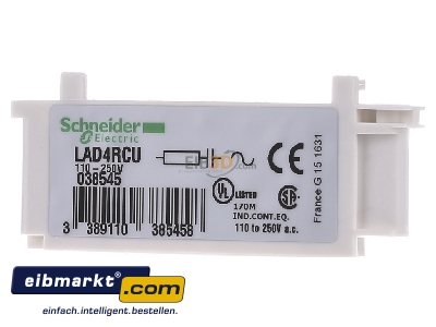 Front view Schneider Electric LAD4RCU Surge voltage protection 110...240VAC - 
