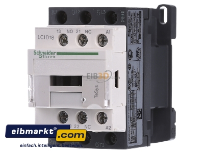 Front view Schneider Electric LC1D18B7 Magnet contactor 18A 24VAC - 
