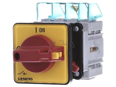 Frontansicht Siemens 3LD2050-0TK13 Haupt-/Not-Aus-Schalter 3p. 16A 7,5kW/400V 