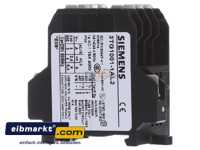 View on the right Siemens Indus.Sector 3TG1001-1AL2 Magnet contactor 8,4A 230VAC 0VDC
