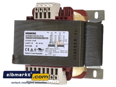 Front view Siemens Indus.Sector 4AM4842-8DD40-0FA0 One-phase transformer 550V/230V 500VA - 
