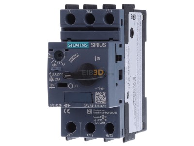 Frontansicht Siemens 3RV2411-0JA10 Leistungsschalter Trafo 0,7-1A 