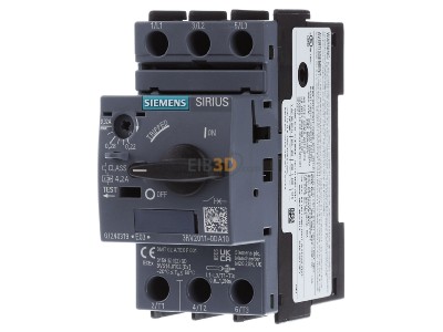 Frontansicht Siemens 3RV2011-0DA10 Leistungsschalter Motor 0,22-0,32A S00 