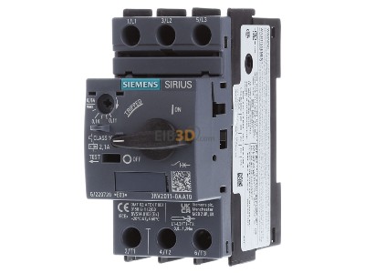 Frontansicht Siemens 3RV2011-0AA10 Leistungsschalter Motor 0,11-0,16A 