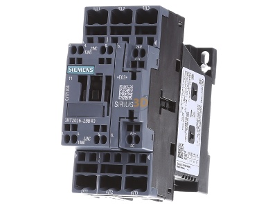 Frontansicht Siemens 3RT2026-2BB40 Schtz 400AC 11KW 1S+1 3p. 