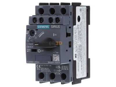 Front view Siemens 3RV2011-1DA15 Motor protection circuit-breaker 3,2A 
