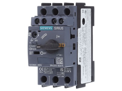 Frontansicht Siemens 3RV2011-0GA15 Leistungsschalter Motor 0,45-0,63A 