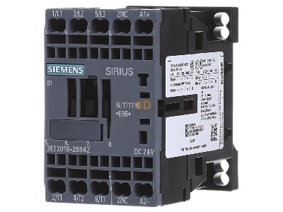 Front view Siemens 3RT2018-2BB42 Magnet contactor 16A 24VDC 
