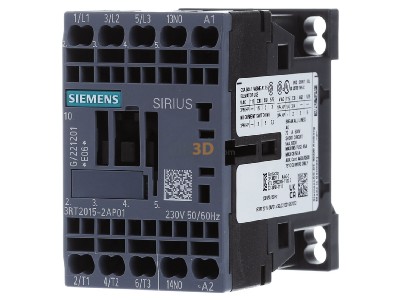 Frontansicht Siemens 3RT2015-2AP01 Schtz 3kW/400V 1S 230VAC 