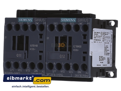 Front view Siemens Indus.Sector 3RA2318-8XB30-1AB0 Reversing combination 7,5kW 24VAC 0VDC
