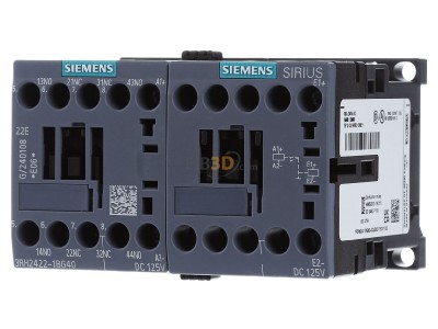 Front view Siemens 3RH2422-1BG40 Auxiliary relay 0VAC 125VDC 2NC/ 2 NO 
