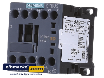 Frontansicht Siemens Indus.Sector 3RT2015-1BA42 Schtz 3kW/400V 1 12VDC 