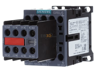 Frontansicht Siemens 3RT2017-1BB44-3MA0 Schtz 5,5kW/400V 2S+2 24V 