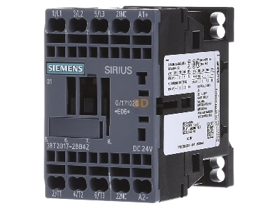 Front view Siemens 3RT2017-2BB42 Magnet contactor 12A 24VDC 

