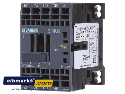 Front view Siemens Indus.Sector 3RT2018-2FB41 Magnet contactor 16A 24VDC 
