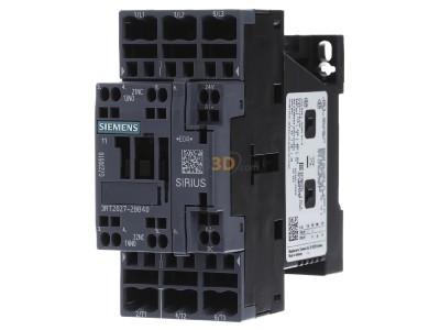 Frontansicht Siemens 3RT2027-2BB40 Schtz 15kW/400V 1S+1 24V 