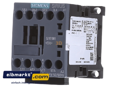 Front view Siemens Indus.Sector 3RT2316-1AB00 Magnet contactor 9A 24VAC 0VDC - 
