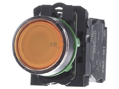 Front view Schneider Electric XB5AW35B5 Complete push button orange 
