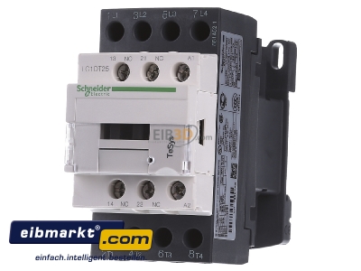 Front view Schneider Electric LC1DT25E7 Magnet contactor 12A 48VAC
