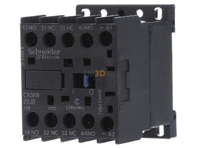 Front view Schneider Electric CA3KN22JD Auxiliary relay 12VDC 2NC/ 2 NO 
