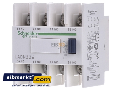 Front view Schneider Electric LADN226 Auxiliary contact block 2 NO/2 NC
