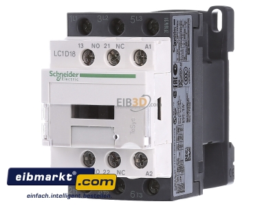 Front view Schneider Electric LC1D18U7 Magnet contactor 18A 240VAC
