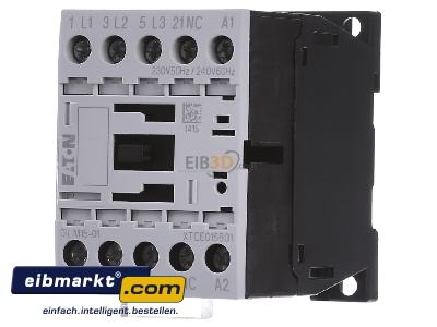 Front view Eaton (Moeller) DILM15-01(230V50HZ) Magnet contactor 15A 230VAC
