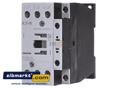 Front view Eaton (Moeller) DILM32-01(230V50HZ) Magnet contactor 32A 230VAC - 
