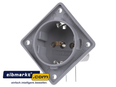 Front view Berker 841852526 Socket outlet protective contact grey
